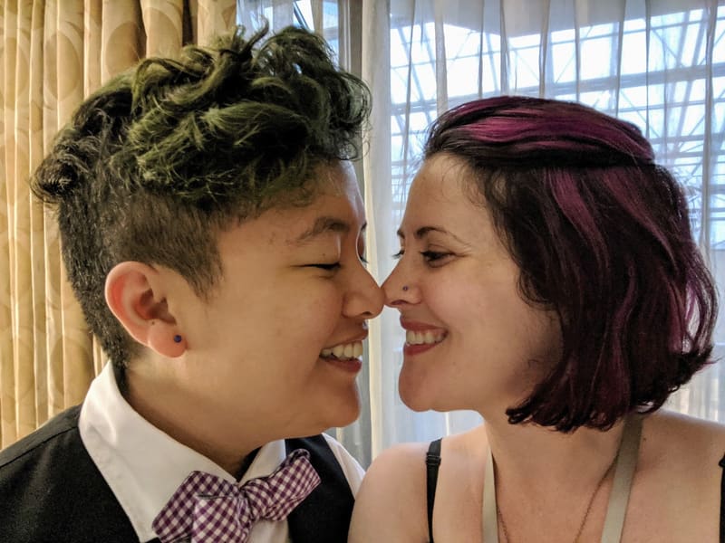 Holly and Rosalie smiling nose to nose